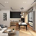 ЖК «Дом Серебряный бор» кухня-гостинная. Ракурс 1